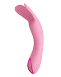 Pink curved object on a white background