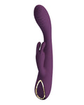 Purple handheld electronic device on a white background