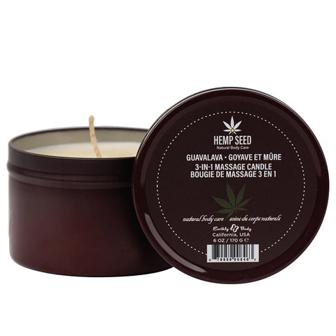 Earthly Body 3-in-1 Hemp Seed Guava Massage Candle 6oz