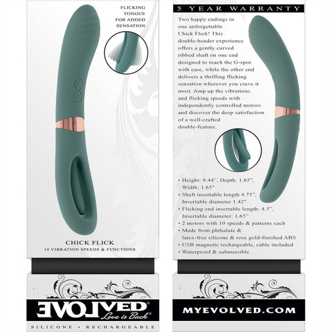 Evolved Chick Flick Dual Ended Flickering Tongue G-Spot Vibrator
