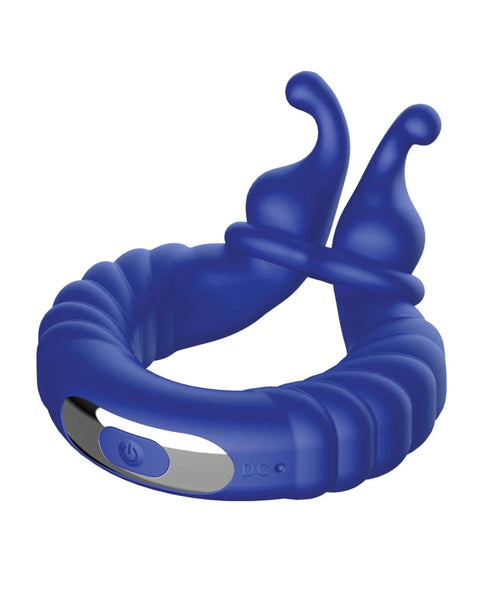 Forto F-24 Textured Vibrating Cock Ring Blue