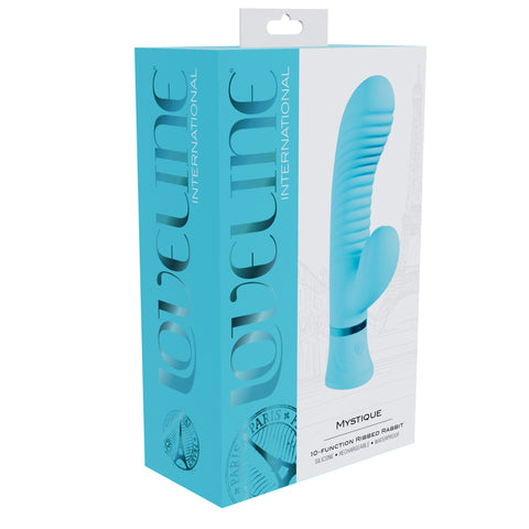 Loveline Mystique 10 function Ribbed Rabbit Silicone Rechargeable Blue