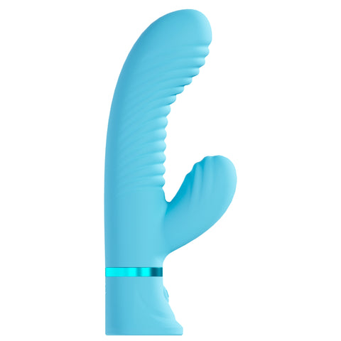 Loveline Mystique 10 function Ribbed Rabbit Silicone Rechargeable Blue