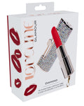 Product packaging of a diamond-studded lipstick vibe with 'Glamour' branding on a white background.