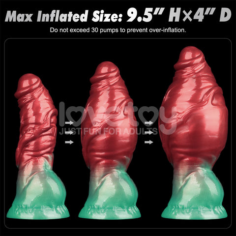Lovetoy AEROSX Pump Up The Pleasure Dual Density Silicone Inflatable Dildo Red/Green 7.5"