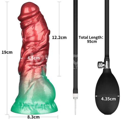 Lovetoy AEROSX Pump Up The Pleasure Dual Density Silicone Inflatable Dildo Red/Green 7.5"
