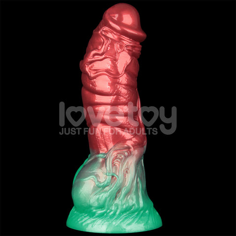 Lovetoy AEROSX Pump Up The Pleasure Dual Density Silicone Inflatable Dildo Red/Green 7.5"