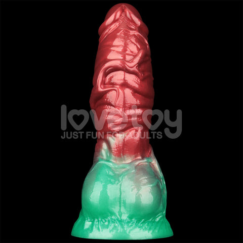 Lovetoy AEROSX Pump Up The Pleasure Dual Density Silicone Inflatable Dildo Red/Green 7.5"