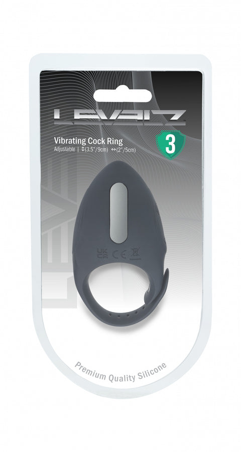 Vibrating cock ring packaging with brand logo on a white background
