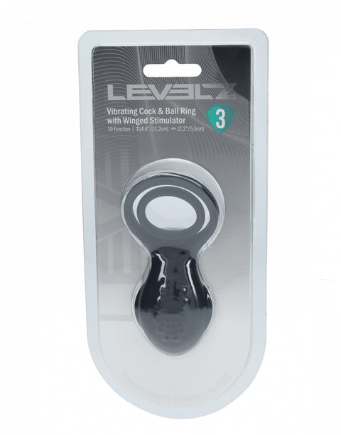 Levelz Vibrating Cock And Ball Ring With Winged Stimulator