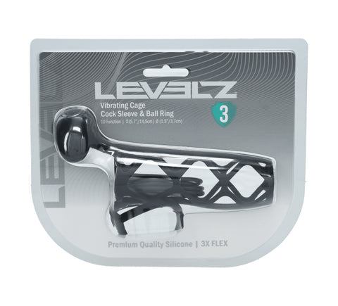 Levelz vibrating cage product packaging on a white background