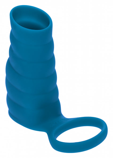 Levelz Vibrating Ribbed Silicone Cock Sleeve & Ball Ring