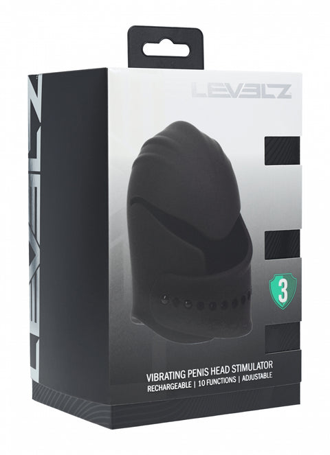 Package of a Levelz vibrating penis head stimulator on a white background