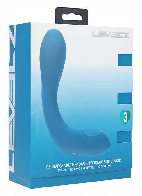 Levelz rechargeable bendable prostate stimulator packaging on a white background