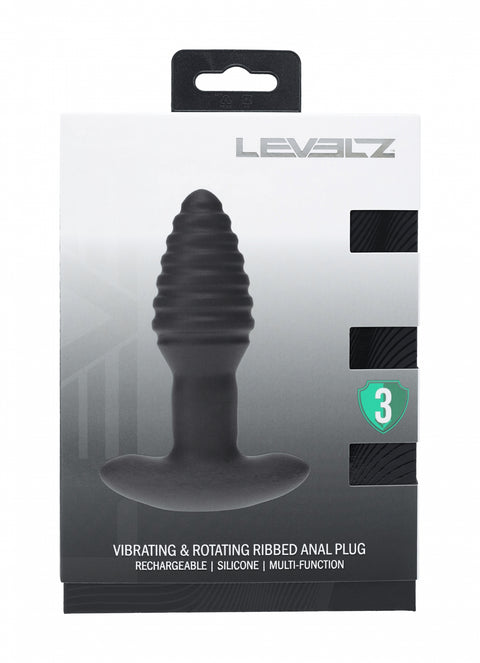 Levelz Remote Control Vibrating & Rotating Ribbed Silicone Anal Plug