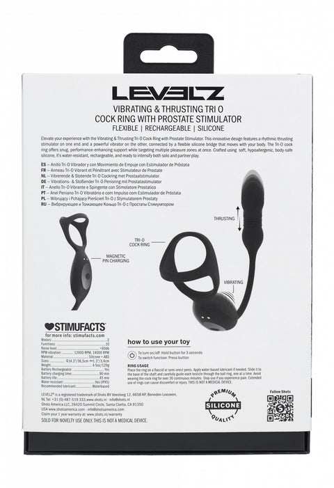 Levelz Vibrating & Thrusting Tri O Cock Ring With Prostate Stimulator
