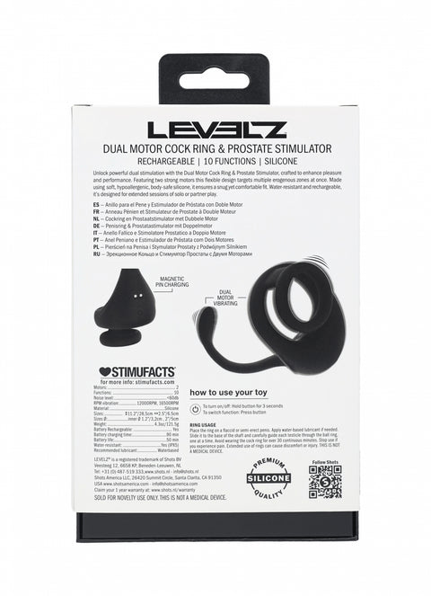 Levelz Dual Motor Silicone Cock Ring With Prostate Stimulator