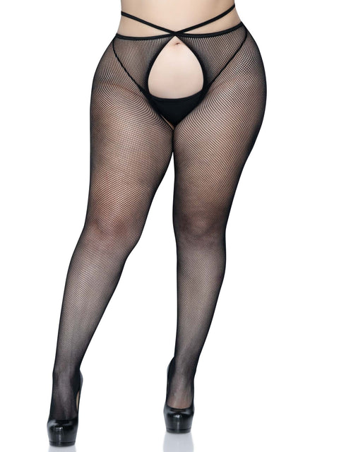 Leg Ave Micro Strappy Crotchless Tights  plus - 1951X