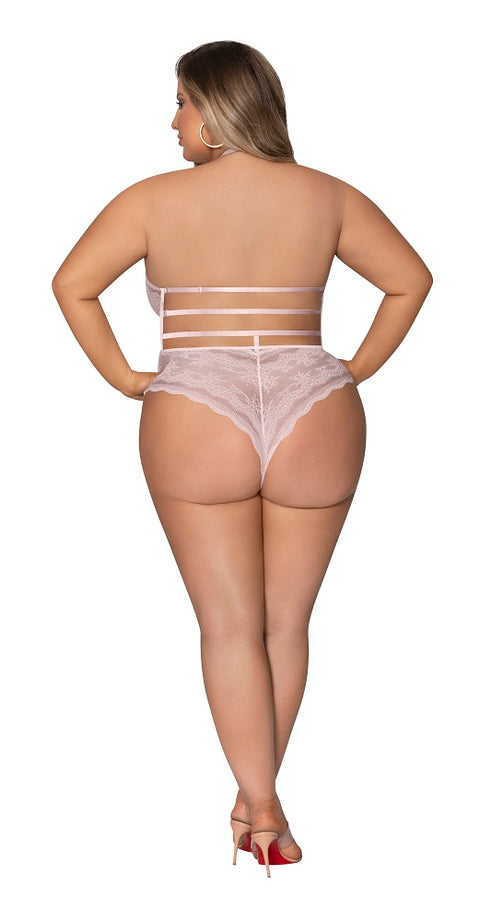 Exposed  Seabreeze Lace & Mesh Teddy Blush Queen M282
