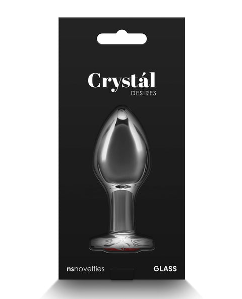 Crystal Desires Glass Heart Gem Butt Plug Medium Red