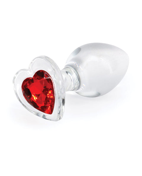 Crystal Desires Glass Heart Gem Butt Plug Medium Red