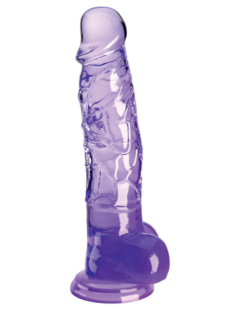 King Cock Clear 8" With Balls Purple