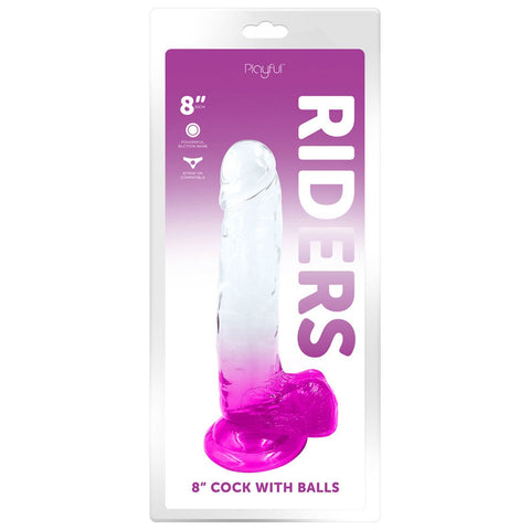 Playful Riders 8" Cock with Balls  Pink