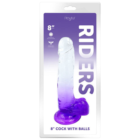 Playful Riders 8" Cock with Balls Purple