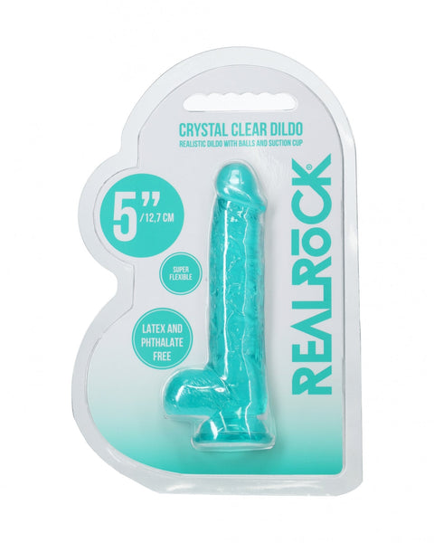 Realrock Realistic Dildo with Balls 5" Teal