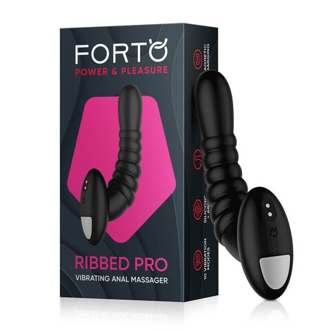 Forto Ribbed Pro Vibrating Anal Massager Black