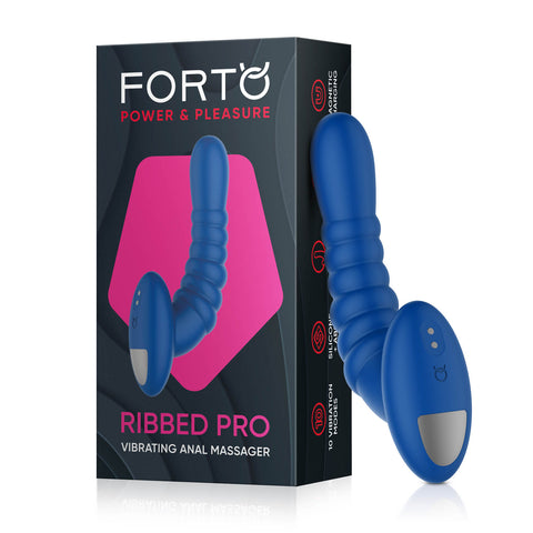 Forto Ribbed Pro Vibrating Anal Massager Blue