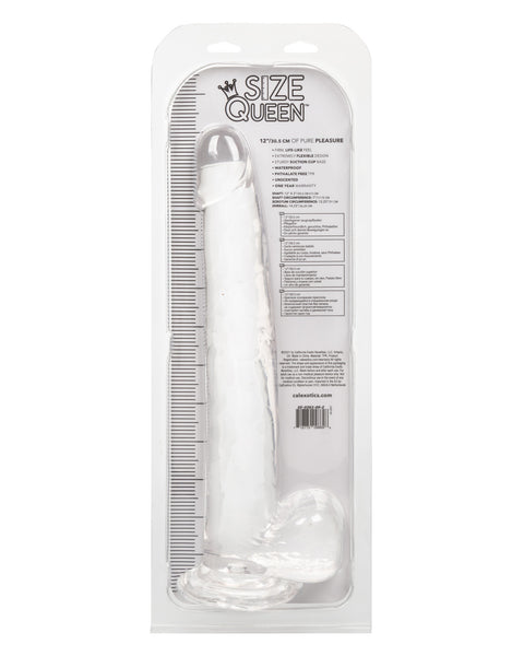 California Exotic Size Queen 12" Dong with Balls Clear