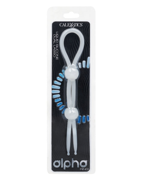 White ball gag with blue accents in packaging on a white background