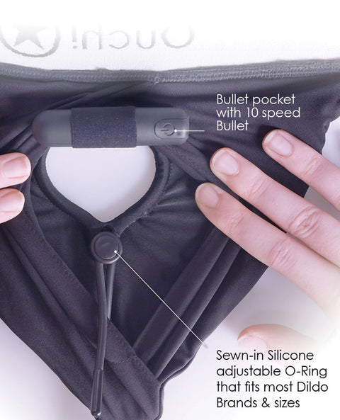 Ouch Vibrating Strap On Boxer – Black M/L