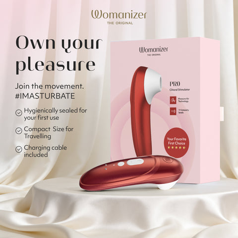 Womanizer Pro Pleasure Air Clitoral Suction Stimulator Bordeaux Red