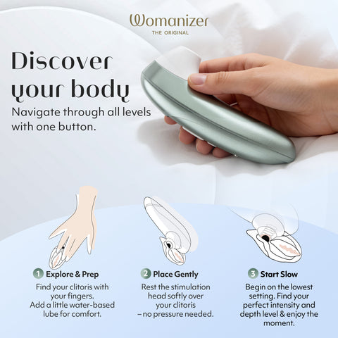 Womanizer Pro Pleasure Air Clitoral Suction Stimulator Sage Green