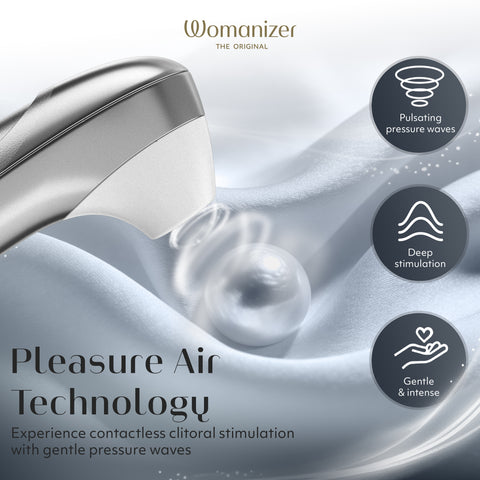 Womanizer Pro Pleasure Air Clitoral Suction Stimulator Silver
