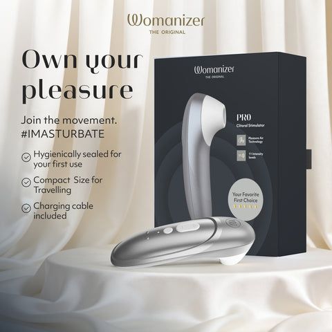 Womanizer Pro Pleasure Air Clitoral Suction Stimulator Silver