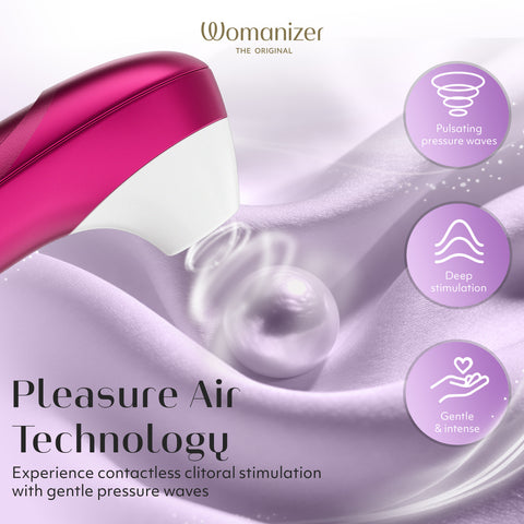 Womanizer Pro Pleasure Air Clitoral Suction Stimulator Vibrant Pink
