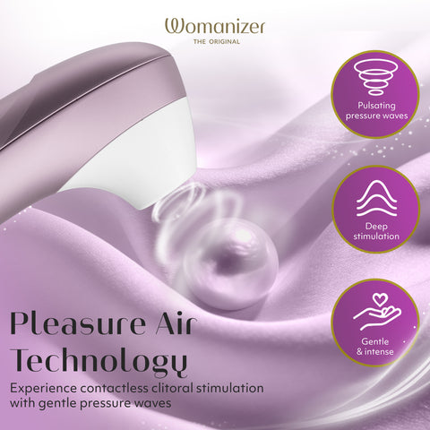 Womanizer Pro Pleasure Air Clitoral Suction Stimulator Lilac Pink
