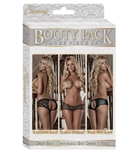 Exposed Booty Split Back Crotchless 3 Style Pack L/XL