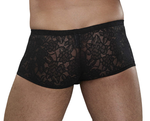Male Power Stretch Lace Mini Short Black L 145162