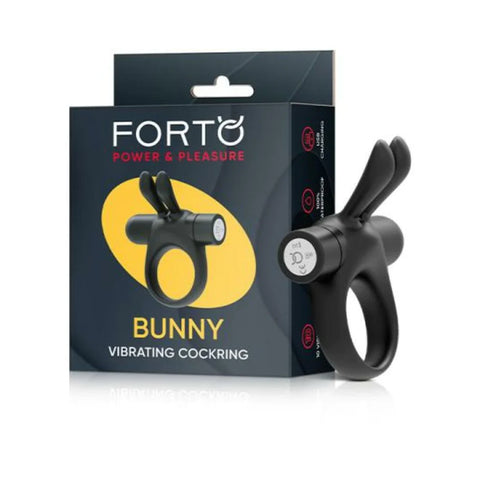 Forto Bunny Vibrating Cockring Black
