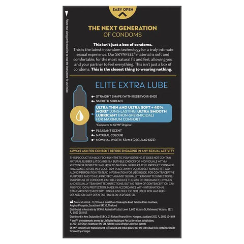 Skyn Elite Extra Lube Condoms 10 Pack