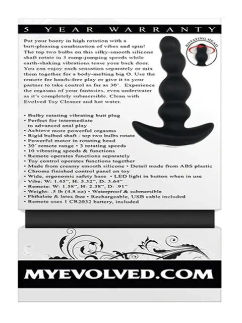 Evolved Bump N Groove Vibrating Butt Plug with Remote
