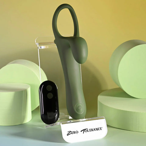 Zero Tolerance Strap Tap And Go Green Vibrating Tapping Penis Sleeve