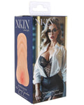 Product packaging with a model wearing a lace top and skirt, featuring the brand 'NKN'.