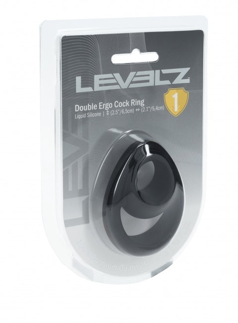 Black cock ring in Levelz packaging on a white background