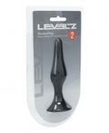 Black slim anal plug in Levelz packaging on a white background