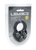 Levelz triple weighted ball cock ring packaging on a white background